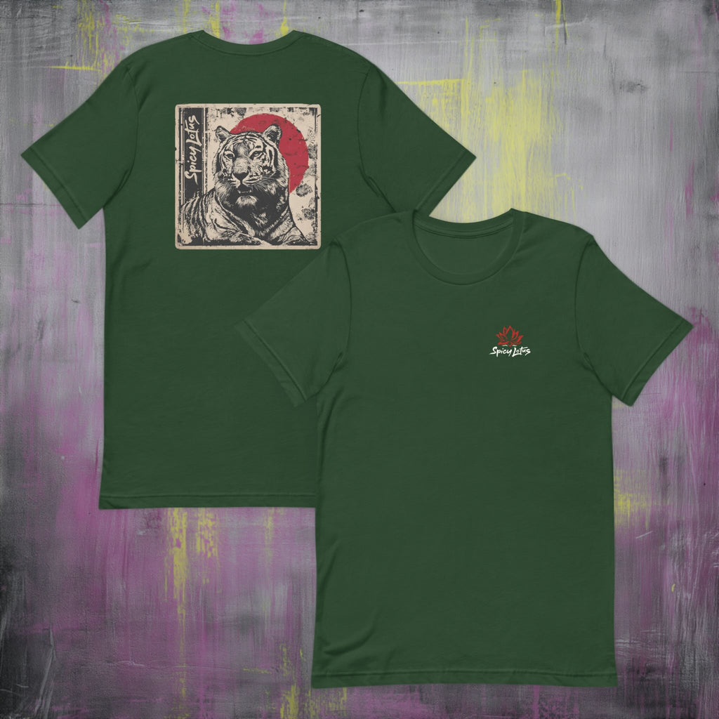 Front/back Spicy Lotus Zen Tiger flatlay T-shirt