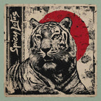 Close-up DTG print Bella+Canvas 3001 unisex t-shirt zen tiger